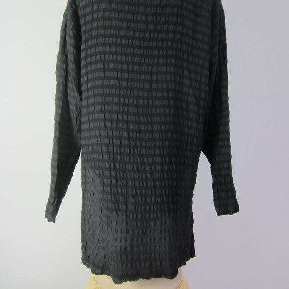 Klis Collection Women S Black 3/4 Sleeve 100% Silk Pucker  Tunic Shirt V Neck - Picture 10 of 10